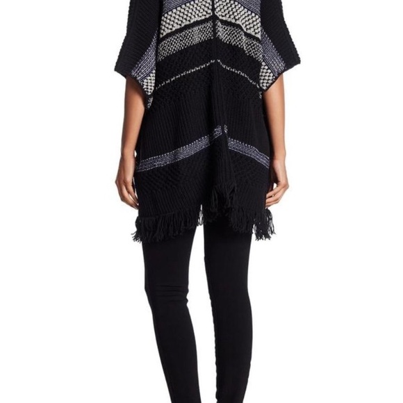 ⭐️ JOIE Jolana Black & Gray Open Fringe Slouchy Cardigan - Picture 2 of 7